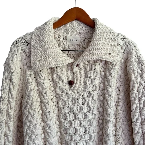 DOEN Sz Medium Nuage Sweater Cotton Cable Knit Hand Knit - Picture 9 of 10